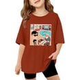 thumbnail image 2 of MAIHAN Girls T Shirts Short Sleeve Chinese Character Print T Shirts Kids Summer Oversized Tops Casual Crewneck Basic Tees(#C03Brick Red,13-14 Years), 2 of 4