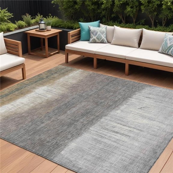 HomeRoots 632068 8 x 10 ft. Taupe & Gray Abstract Washable Indoor & Outdoor Rectangle Area Rug