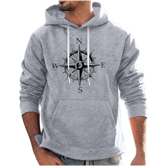 Fesfesfes Fall And Winter Men's Hooded Sweater Loose Pullover Plus Size Clearance $10