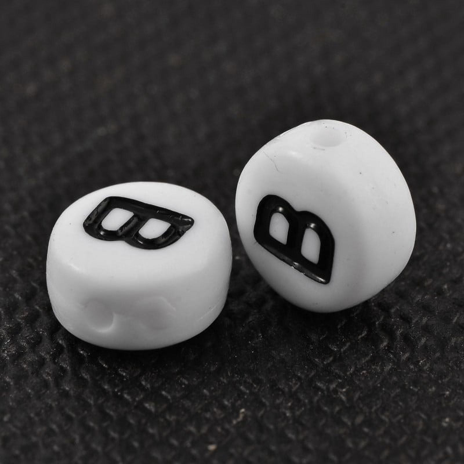 Acrylic Beads with Horizontal Hole Letter Flat Round Letter B 7x4mm Hole: 1.2~1.8mm about 3500pcs/500g