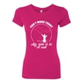 thumbnail image 2 of Wild Bobby, Can't Work Today My Arm Is In A Cast, Fishing, Women Slim Fit Junior Tee, Raspberry, Large, 2 of 5
