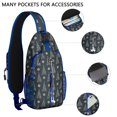 thumbnail image 2 of Sling Backpack,Dark Blue Christmas Tree Pattern Crossbody Bag with Water Bottle Holder,Waterproof Sling Bag for Men/Women with Chest Phone Holder for Hiking,Travel, 2 of 6