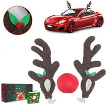 AYAMAYA Car Antlers and Nose, Christmas Reindeer Antlers and Nose Decorations for Car Windows & Grill for Any Vehicle
