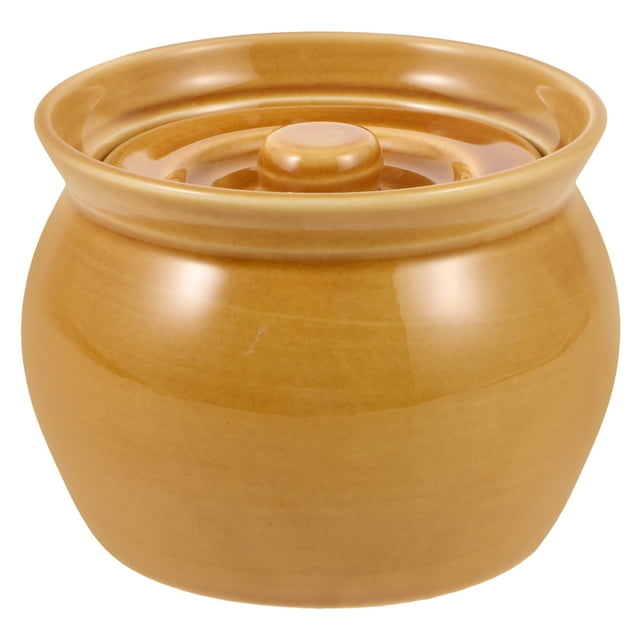 Ceramic Stew Pot Light Brown For Small Families Home Cooking 1Pack 4.4x4.4x3.1in
