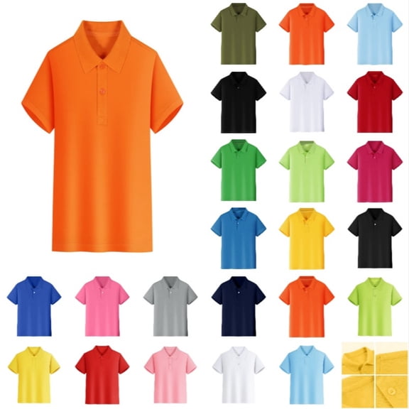 REDARER Boys Girls Kids Short Sleeve Polo Shirt, Ultra Soft Breathable Pique Fabric Button Closure Casual Shirt