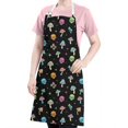 thumbnail image 5 of Black Colorful Skull Mushroom Pattern Apron-Garden Aprons for Women with Pockets-Cotton Linen Waterproof Kitchen Cooking Gardening Aprons Adjustable for Kitchen,Cooking,BBQ and Salon 33x27 Inch, 5 of 7