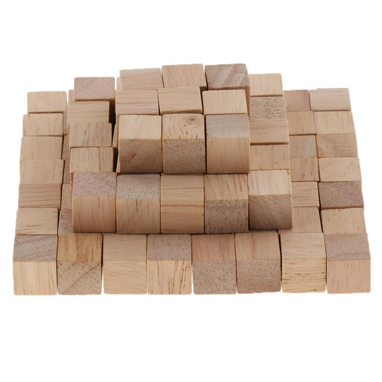 50pcs 0.39inch Unfinished Wooden Blocks Small Wood Cubes, For