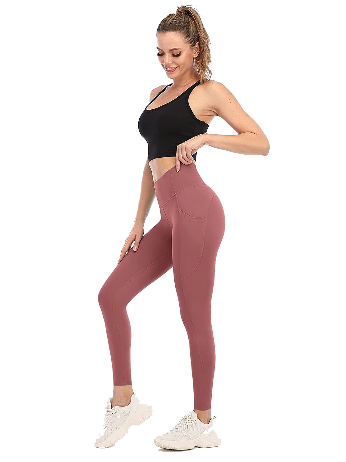 Women's Active Stretch Leggings with Pockets Mid Rise Yoga Pants