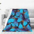 thumbnail image 1 of Fotbe Blue Butterflies Manta de Franela Acolchonada con Estampado, Súper Suave y Esponjosa, Extra Grande para Sofá, Cama, Uso Todo el Año-40"x30", 1 of 7