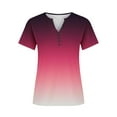 thumbnail image 5 of Scyoekwg Womens Trendy Tunic Tops To Wear With Leggings Short Sleeve Tshirts Plus Size Crewneck Button Shirt Casual Dressy Blouse Loose Comfy Gradient Color Blouses (#A=Hot Pink,XXXXXL), 5 of 5