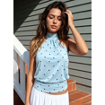 thumbnail image 5 of LMLYSoH Women's Summer Halter Tank Tops Dot Print Sleeveless Slim Fit Backless Cropped Vest for Party, 5 of 9