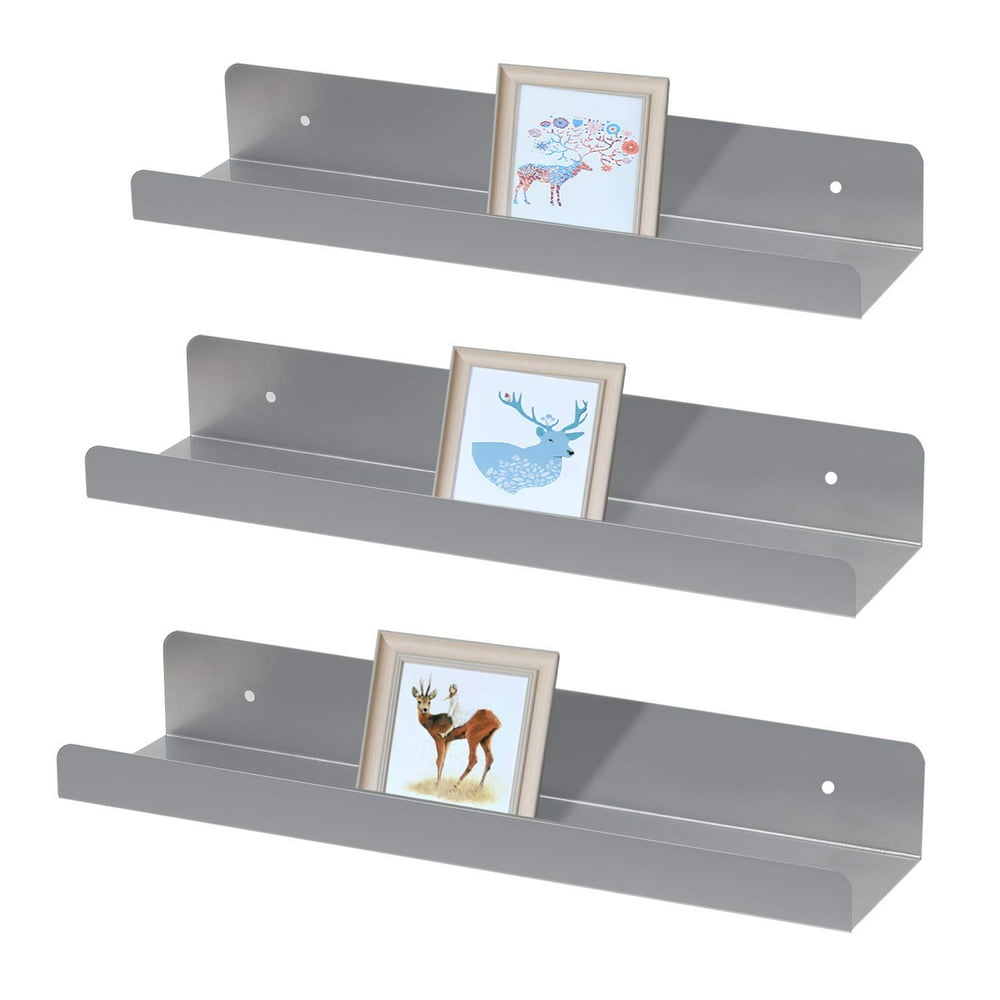 Wallmounted Floating Shelves Shelf Picture Ledges, Metal, Set of 3