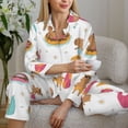 thumbnail image 6 of Pajama Sets for Women 2 Pcs, Beach Capybaras Button Down Long Sleeve Sleepwear Lounge PJ Sets, 6 of 6