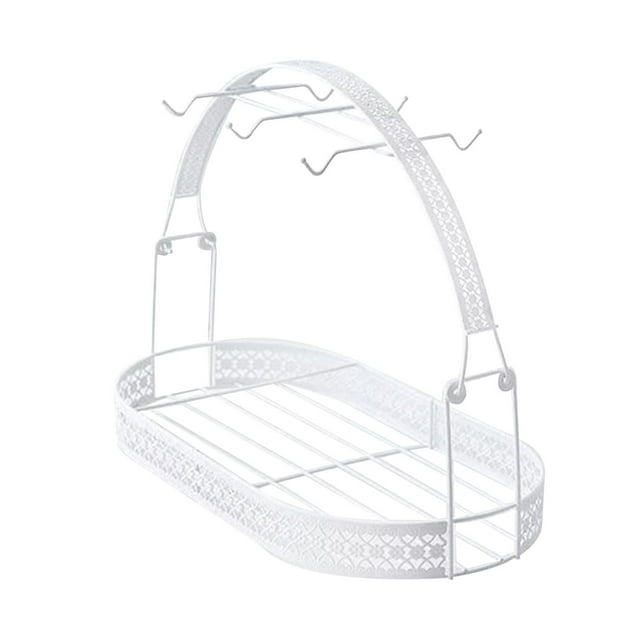 Soporte de metal para tazas, escurridor de tazas, expositor con gancho organizador blanco
