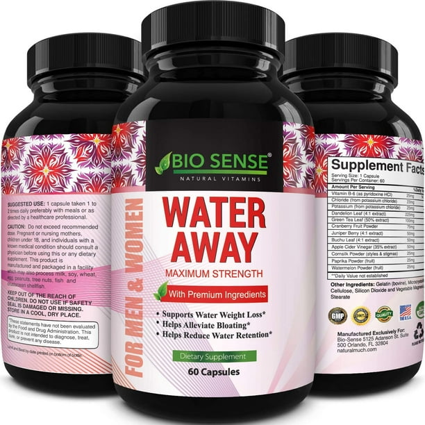 Bio Sense Water Away Supplement Natural Diuretic Pills for Bloating