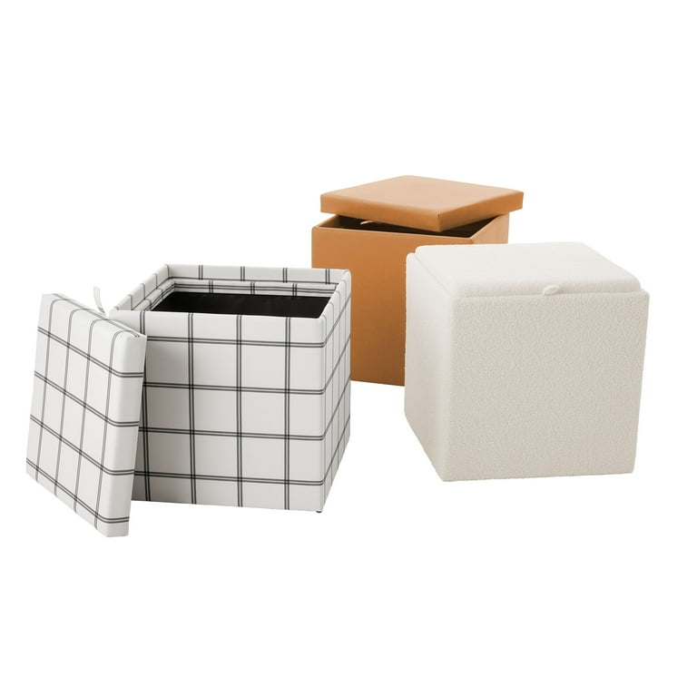Mainstays Large Cube Storage Ottoman, Cream - Walmart.com