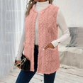 thumbnail image 4 of Women's Double-Sided Plush Vest, Solid Color Sleeveless Jacket with Pockets, Casual Quilted Outerwear for Women, Warm Winter Vest without Sleeves, Soft Plush Layering Piece for Fall and Winter Pink, 4 of 8