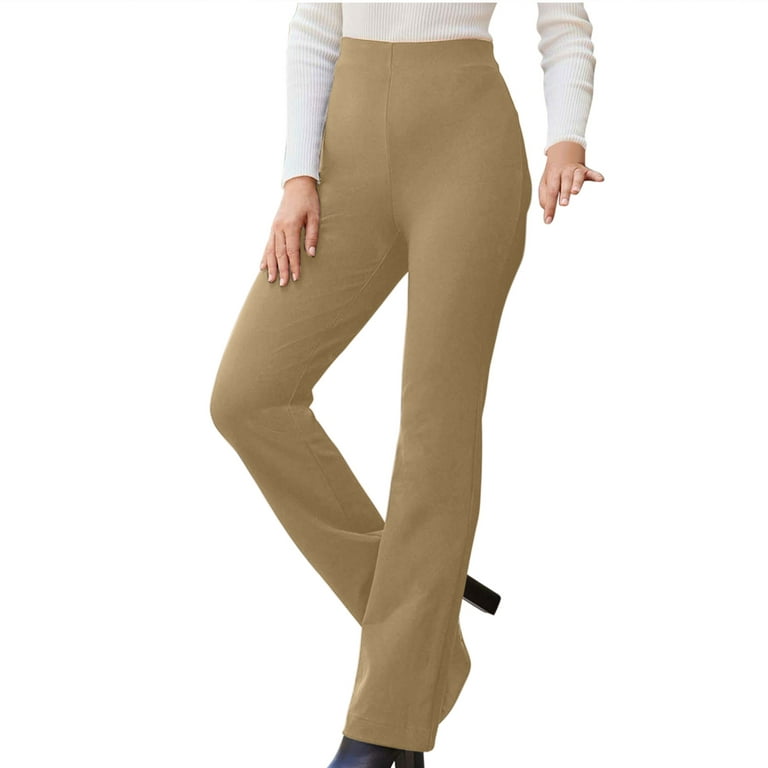 Brglopf Womens Stretch Dress Pants Casual Slacks Pants with Pockets Flared  Straight Leg Bootcut Trousers for Office Work Business(Khaki,XL) 