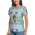 thumbnail image 2 of Vsdgher A Funny Little Dalmatian Puppy Women Shirts V Neck Short Sleeve Tops T-Shirt Basic Tees, S to 3XLXX-Large, 2 of 5