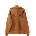 thumbnail image 2 of Women's Zip Up Long Sleeve Oversized Drawstring Hoodie Hooded Sweatshirt,Brown,L, 2 of 6