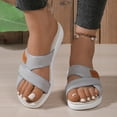 thumbnail image 5 of LOVZFMLL Women's Sandals with Arch Support Cross Strap Open Toe Comfort Walking Slides Summer Casual Beach Slippers Slip On Gray 4.5, 5 of 9