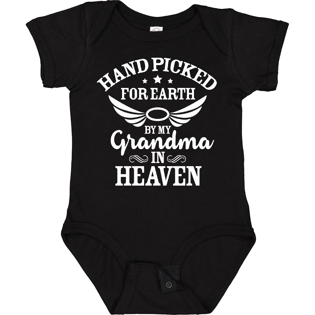 Inktastic Handpicked for Earth by My Grandma in Heaven Angel Wings Boys or Girls Baby Bodysuit