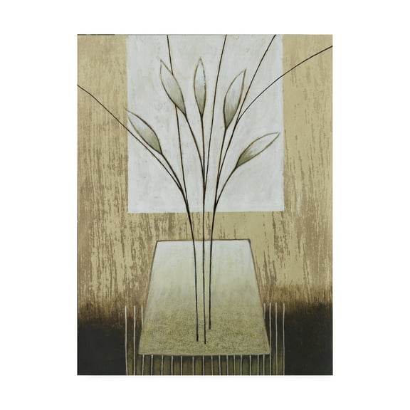 Trademark Fine Art 'Tan And White Floral Abstract' Canvas Art by Pablo Esteban