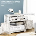 thumbnail image 3 of Storage Cabinet, Floor Cabinet, Freestanding Storage Cabinet with 2 Pull-Out Drawers and a 2-Tier Adjustable Shelves Cabinet, Sideboard, Accent Cupboard for Living Room, Kitchen, Distressed White, 3 of 8