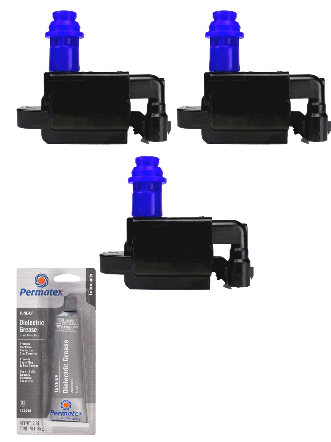 Set of 3 Ignition Coil Packs and Permatex 22058 Dielectric TuneUp
