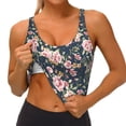thumbnail image 4 of Haiem Vintage Floral Pattern Womens Sports Bra - U Neck Padded Low Impact Yoga Bra Workout Crop Top Gym Moisture-Wicking Workout Vest -Medium, 4 of 9