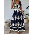 thumbnail image 5 of Summer Dresses for Women 2025 Casual Ruffle Sleeves Dress Sundresses Boho Beach Dresses Navy Blue S, 5 of 6