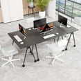 thumbnail image 2 of 55.1in Folding Conference Room Tables on Wheels, 4 Pack Large Mobile Meeting Seminar Table Rectangular Flip Top Training Conference Table for Home Office, Classroom, Business (Black）, 2 of 7