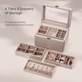 thumbnail image 3 of BIQI MUSSE Huge Modern Jewelry Box with Glass Window, 4-Layer Jewelry Organizer with 3 Drawers, Top Drawer for Necklaces, Soft Velvet Jewelry Storage Case Holder for Women Girls Earring Ring Watch, 3 of 7