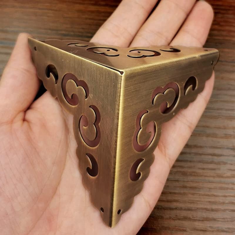 Antique Brass Corner Protectors Guards Bronze Wooden Box Corner Desk Edge Covers Decorative Corner Brackets for Furniture (4,80mm)