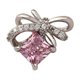 thumbnail image 5 of Colgante de lazo de circonita rosa con diamantes para uñas, joyería ligera de lujo, mariposa plateada, amor, diamantes en línea, 5 of 5