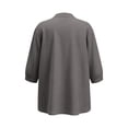 thumbnail image 5 of HongQid Womens Linen Blend Button Down Tunic Ladies Mandarin Neck Pleated Bust 3/4 Sleeve Blouse Casual Shirts, 5 of 7