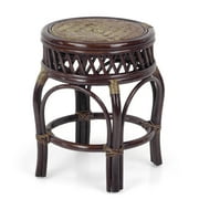 SK New Interiors Ginger Round Stool Plant Stand Handmade Natural Rattan Wicker, Dark Brown