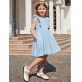 thumbnail image 3 of Vestido Arshiner 3T azul con mangas con volantes y espalda sin espalda para niños pequeños, 3 of 8