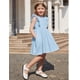 thumbnail image 3 of Vestido Arshiner 3T azul con mangas con volantes y espalda sin espalda para niños pequeños, 3 of 8