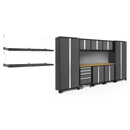 

NewAge Products Bold Series Gray 11 Piece Cabinet Set Heavy Duty 24-Gauge Steel Garage Storage System Slatwall / Wall Mounted Shelf Included