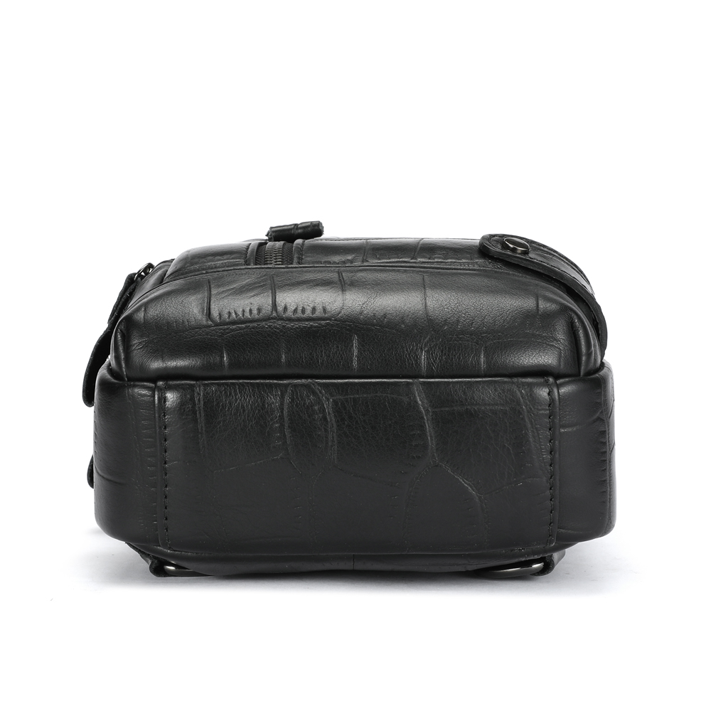 LEBULLBRO Sling Bag for Men Genuine Leather Chest Bag Crossbody Backpack Travel Hiking Outdoor Sports Alligator Pattern Cowhide