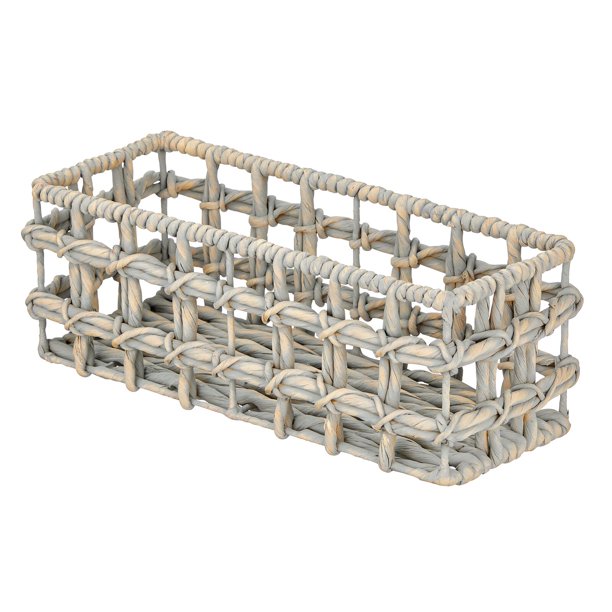 mDesign Woven Hyacinth Narrow Bathroom Toilet Roll Holder Storage