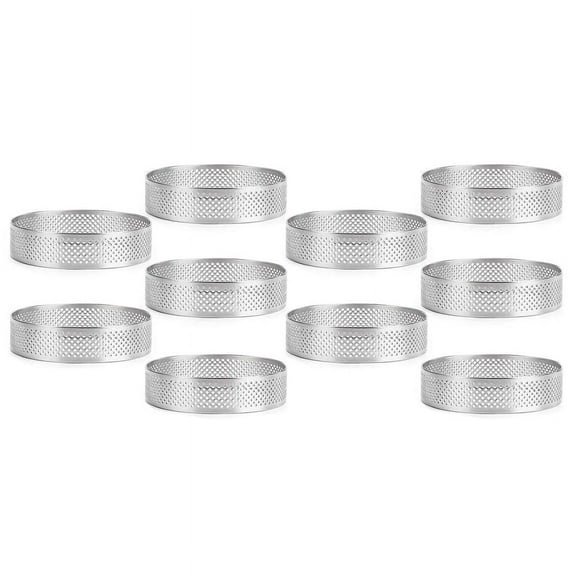10Stainless Steel Perforated Tart Ring, 5cm Perforated Cake Mousse Ring, DIY Round Tart Rings for Baking Dessert Ring