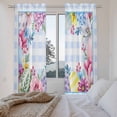 thumbnail image 3 of Spring Easter Kitchen Curtain for Berdoom Living Room Cafe 72 Inch Length, Watercolor Flower Eggs Berry Leaf Blue Plaid Tiers Curtains Light Filtering Drapes Window Treatment 2 Panels 52"Wx72"L, 3 of 8