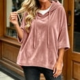 thumbnail image 6 of Gamivast Velvet Hoodie Pullover for Women Sweatshirts Half Sleeve Drop Shoulder Drawstring Velour Tops Casual Loose Fit Comfy Y2K Fall Loungewear Pink XXL, 6 of 7