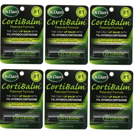 Dr. Dans CortiBalm lip balm, for chapped lips - 0.14 oz- 6 (Best Remedy For Severely Chapped Lips)