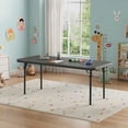 thumbnail image 2 of 47" Rectangular Folding Table, Portable Folding Table for Indoor/Outdoor, Activity Table with Anti Slip Table Legs, Space Saving, Kids Foldable Table for Classroom, Nursery, Black, 2 of 7