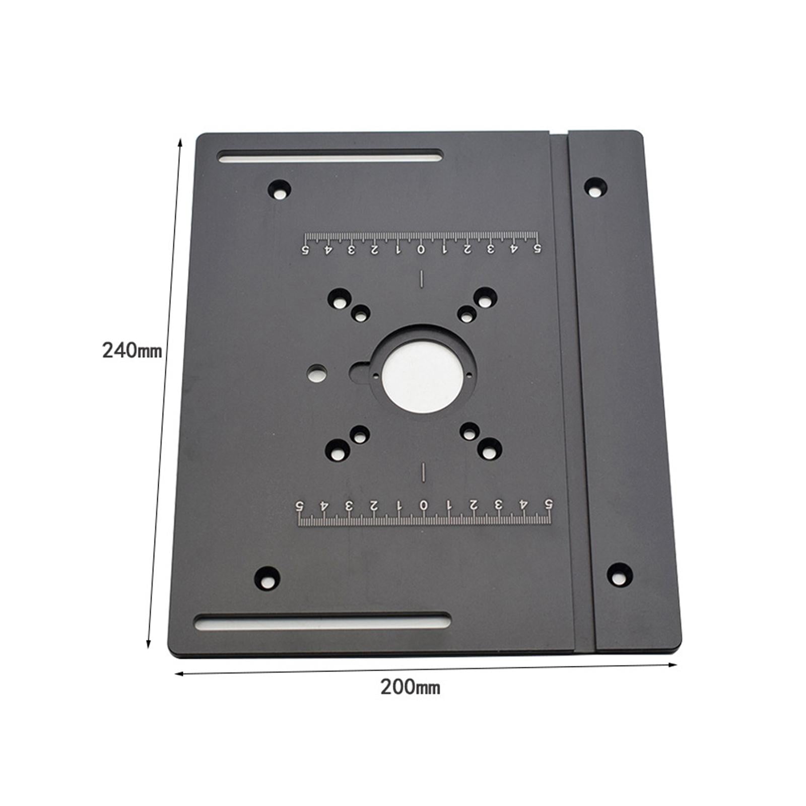 Router Table Insert Plate Wood Router Plate Auxiliary Tool Benches Multifunction Aluminum Router Insert Plate for Milling Engraving A with Backer Ruler