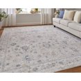 thumbnail image 4 of 7' X 10' Ivory Taupe and Blue Floral Power Loom Worn Faded Area Rug With Fringe, 4 of 11