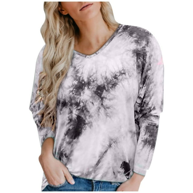 Hauts à Manches Longues pour Femmes Décontractés Mode Féminine Décontractée Col Rond Noué Manches Longues Chandail Ample
